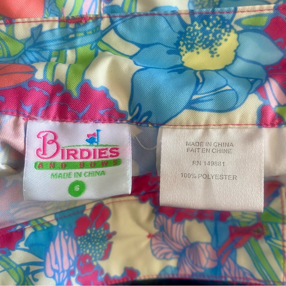 Birdies and Bows Fairway Golf Floral Retro Shorts Women’s Size 6 Pink - Picture 2 of 4